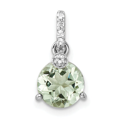 Sterling Silver Ss Rh-Plated Circle 1.68T.W. Green Quartz/White Topaz Pendant