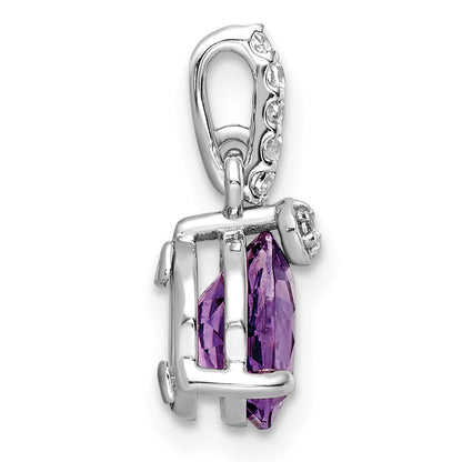 Sterling Silver Rhod-Plated Circle 1.90Amethyst/Whitetopaz Pendant