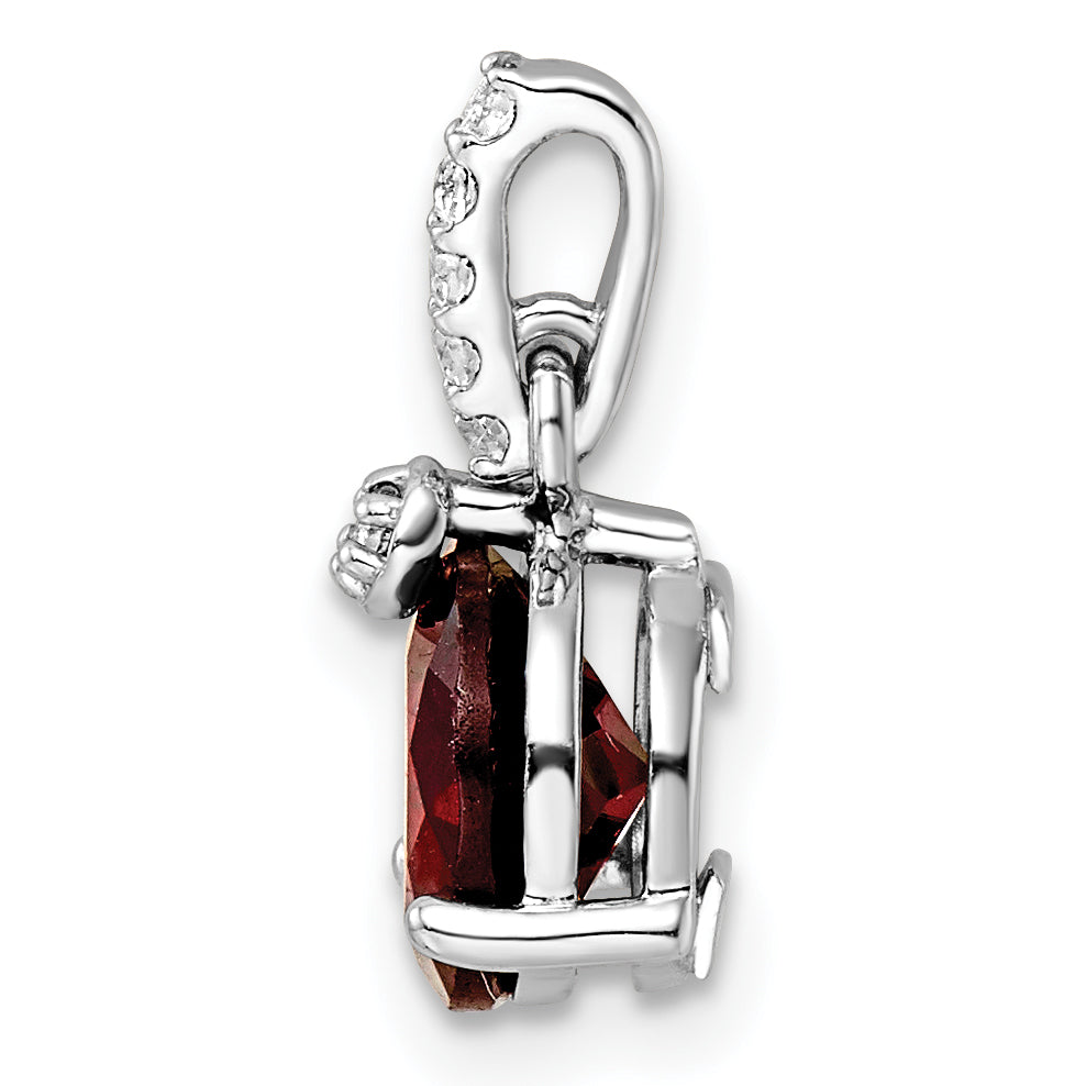 Sterling Silver Rh-Plated Circle 2.6T.W. Garnet/White Topaz Pendant