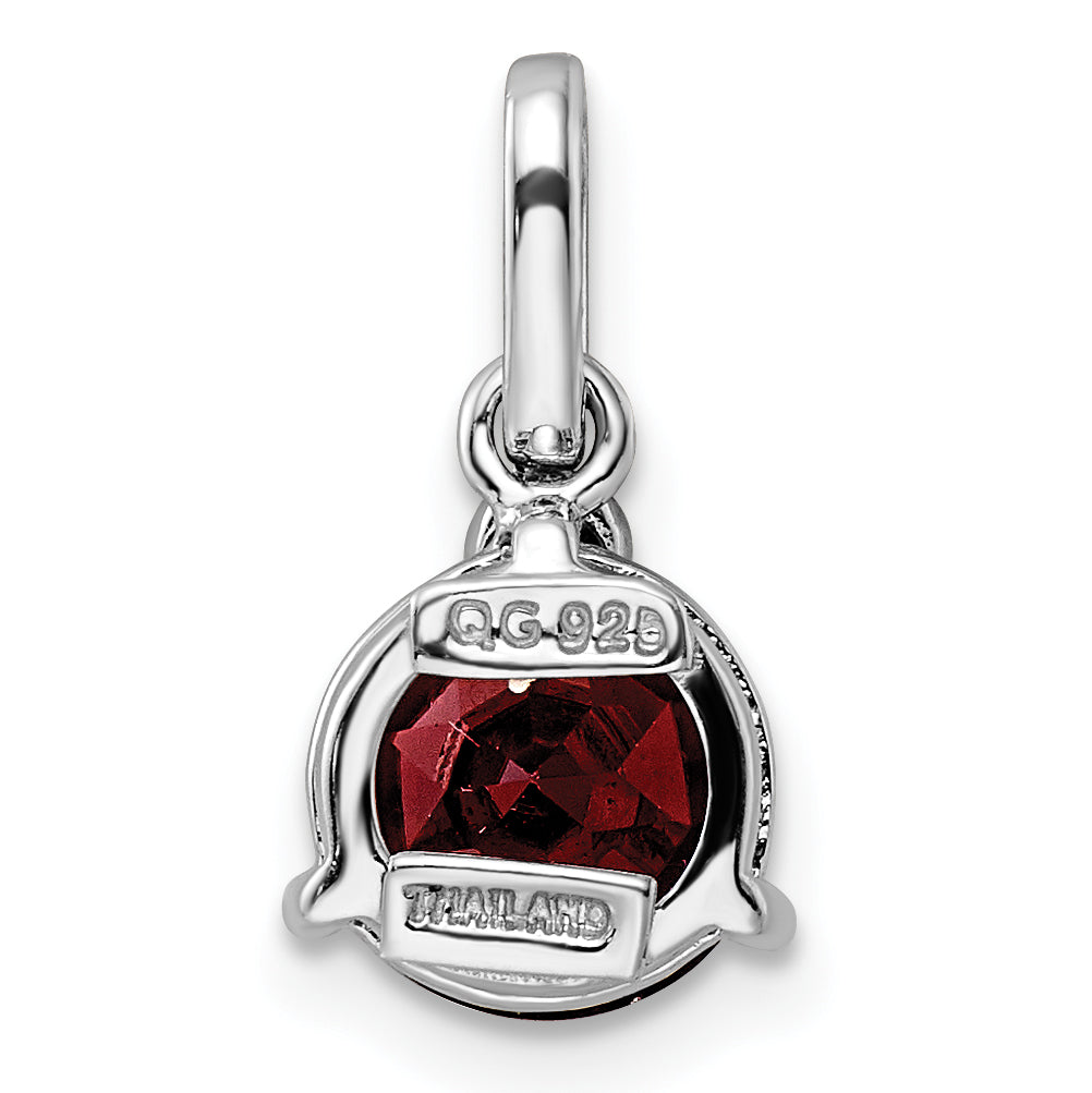 Sterling Silver Rh-Plated Circle 2.6T.W. Garnet/White Topaz Pendant