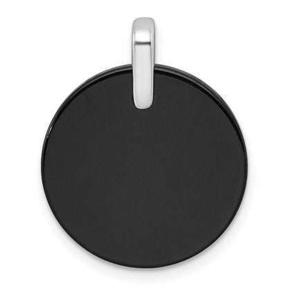 Sterling Silver Rhodium Plated Polished Lsbt CZ and Onyx Hamsa Circle Pendant