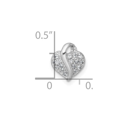 Sterling Silver Rhodium-Plated Polished CZ Heart Children's Pendant