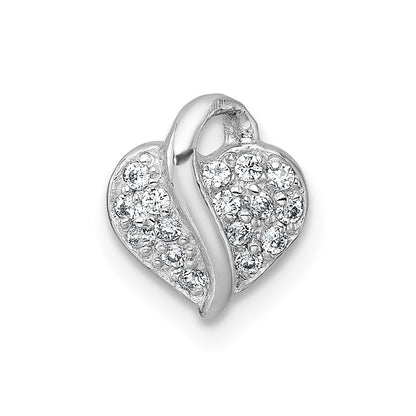 Sterling Silver Rhodium-Plated Polished CZ Heart Children's Pendant