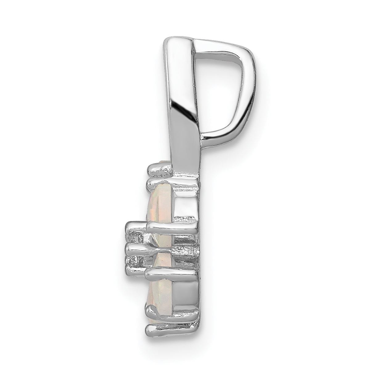 Sterling Silver Rhdoium Plated Opal Flower Pendant