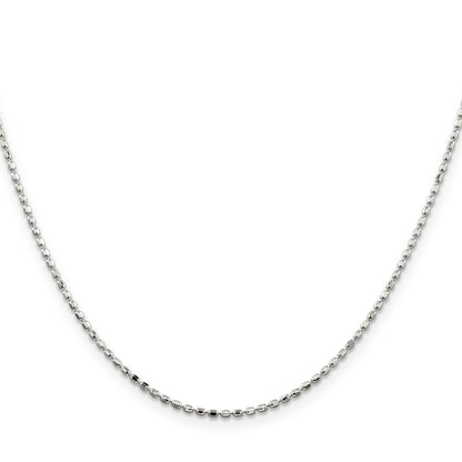 24 Inch Sterling Silver 1.5mm Fancy Beaded Chain Necklace