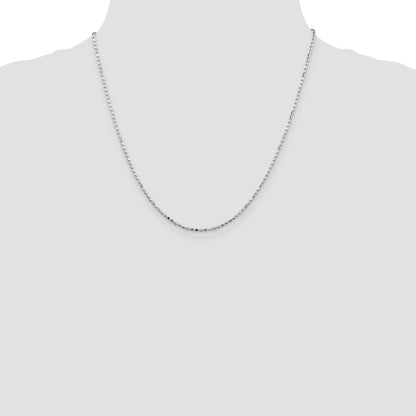 20 Inch Sterling Silver 1.5mm Fancy Beaded Chain Necklace
