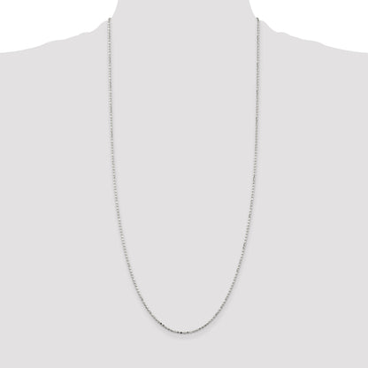 30 Inch Sterling Silver 1.5mm Fancy Beaded Chain Necklace