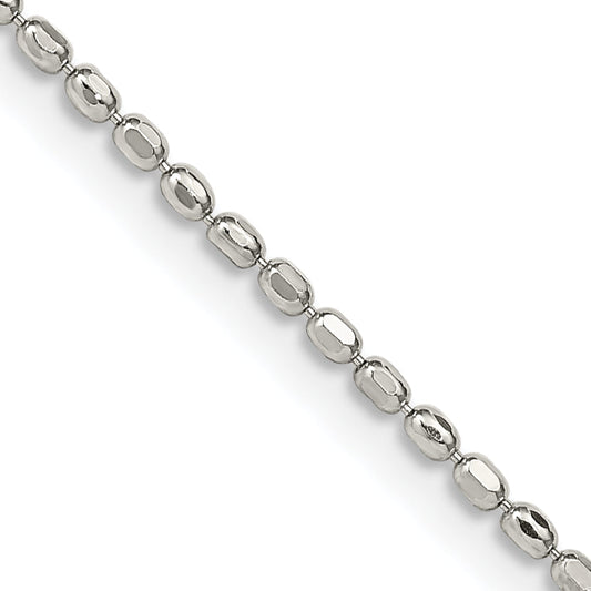 30 Inch Sterling Silver 1.5mm Fancy Beaded Chain Necklace