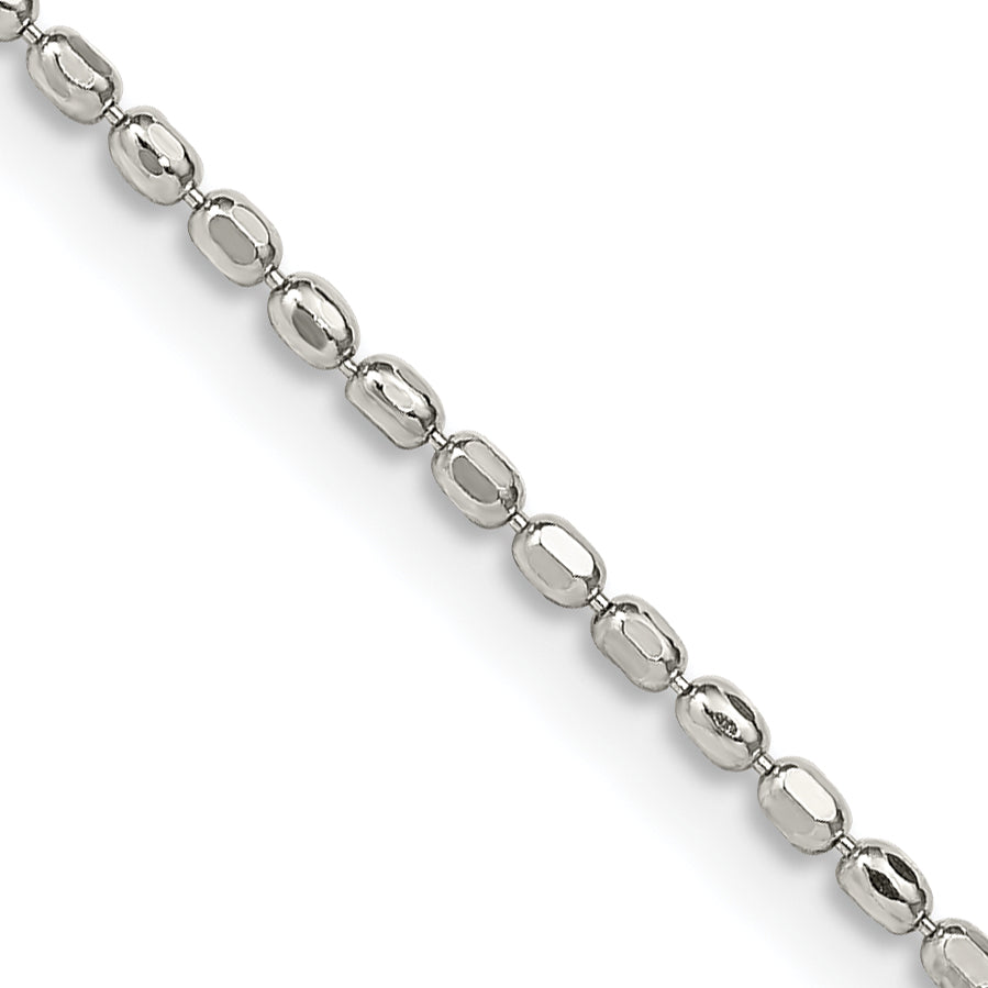 18 Inch Sterling Silver 1.5mm Fancy Beaded Chain Necklace