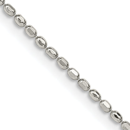 18 Inch Sterling Silver 1.5mm Fancy Beaded Chain Necklace