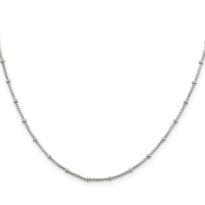 20 Inch Sterling Silver 1.25mm Fancy Beaded Box Chain Necklace
