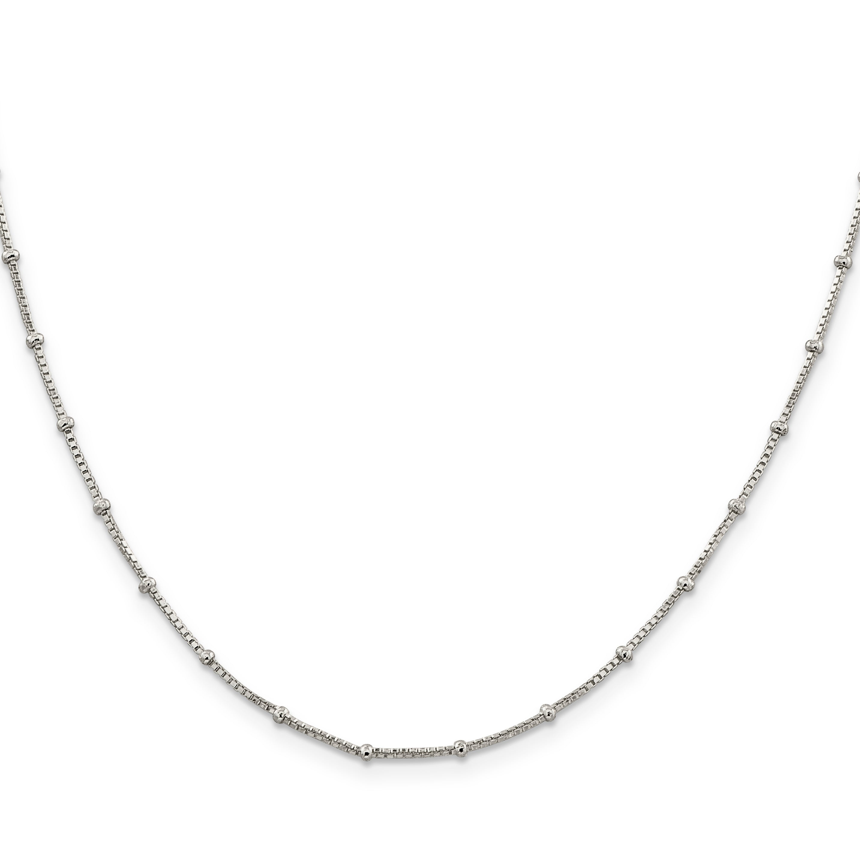 18 Inch Sterling Silver 1.25mm Fancy Beaded Box Chain Necklace