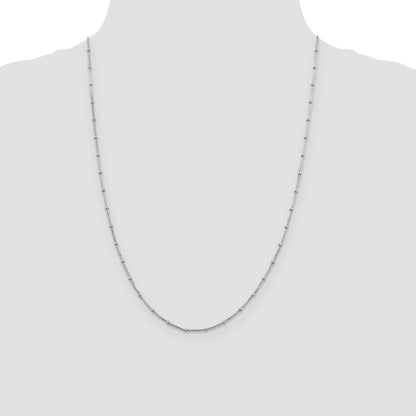 24 Inch Sterling Silver 1.25mm Fancy Beaded Box Chain Necklace