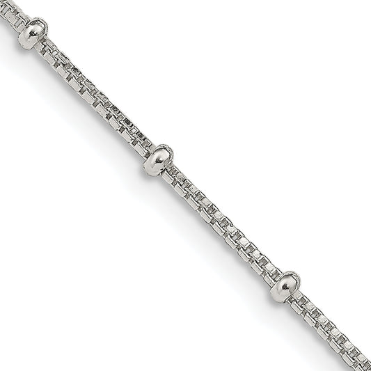 16 Inch Sterling Silver 1.25mm Fancy Beaded Box Chain Necklace