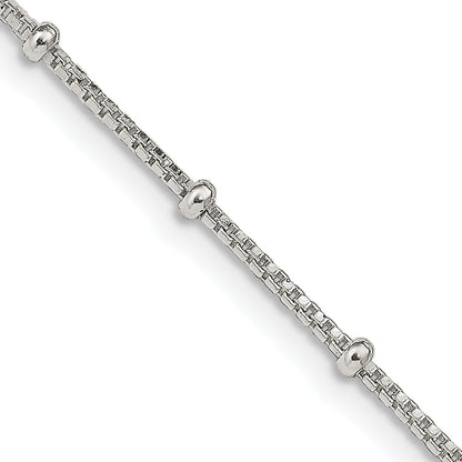 18 Inch Sterling Silver 1.25mm Fancy Beaded Box Chain Necklace