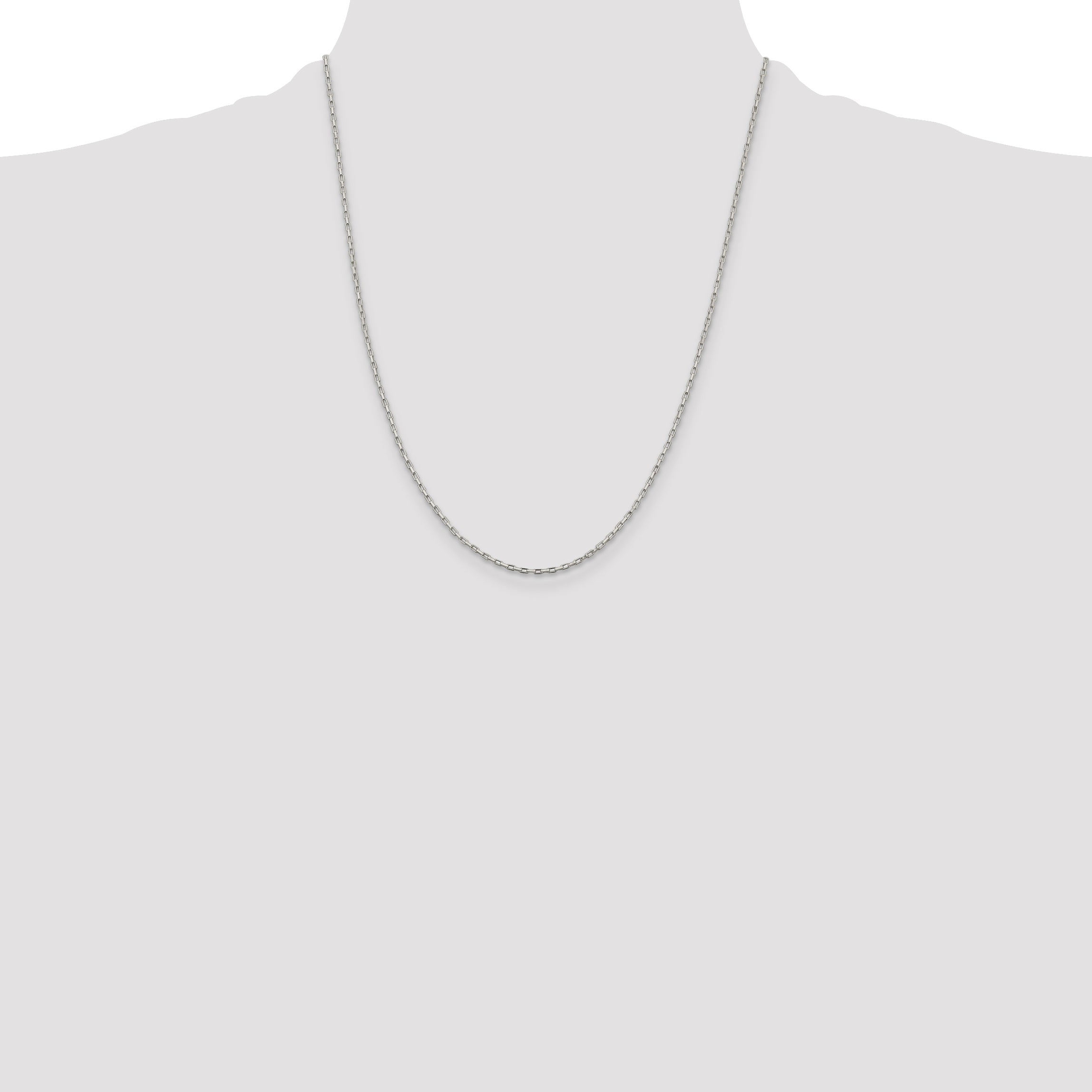 22 Inch Sterling Silver 1.3mm Elongated Box Chain Necklace (QPE48-22 ...