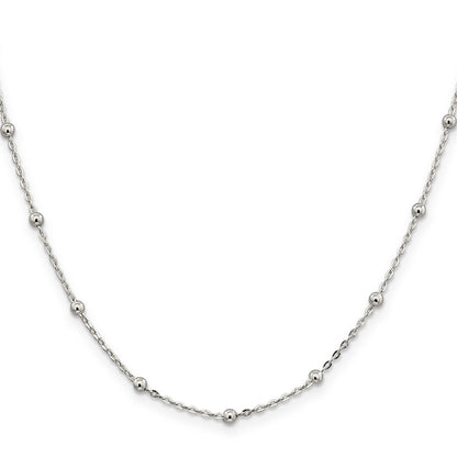 18 Inch Sterling Silver 1.3mm Fancy Beaded Chain Necklace