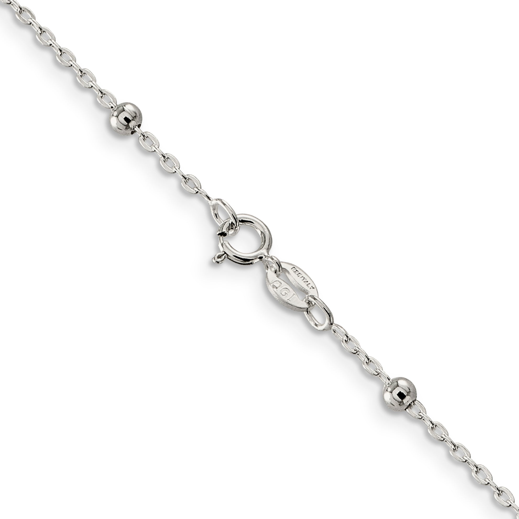 18 Inch Sterling Silver 1.3mm Fancy Beaded Chain Necklace