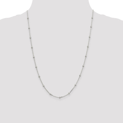 24 Inch Sterling Silver 1.3mm Fancy Beaded Chain Necklace