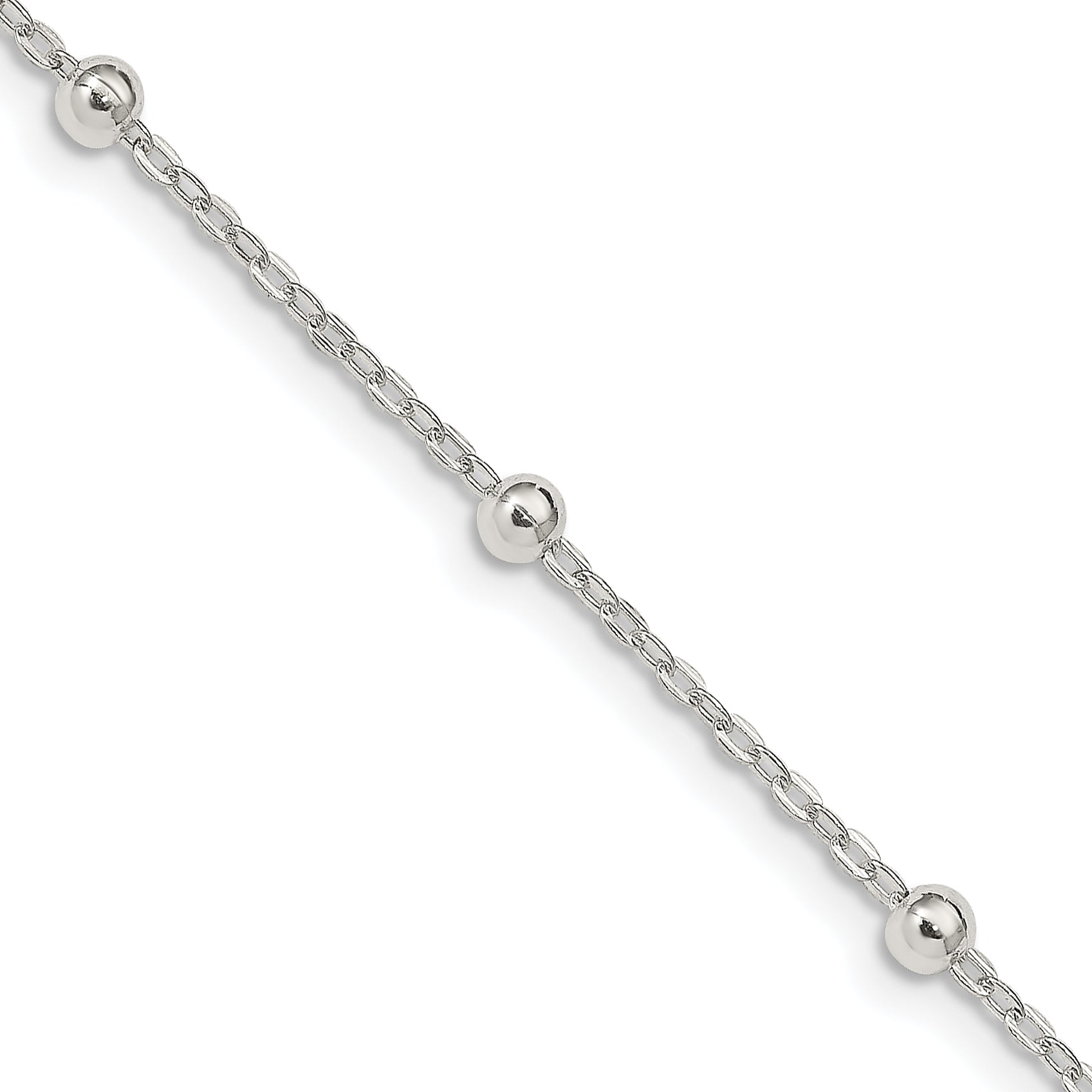 24 Inch Sterling Silver 1.3mm Fancy Beaded Chain Necklace