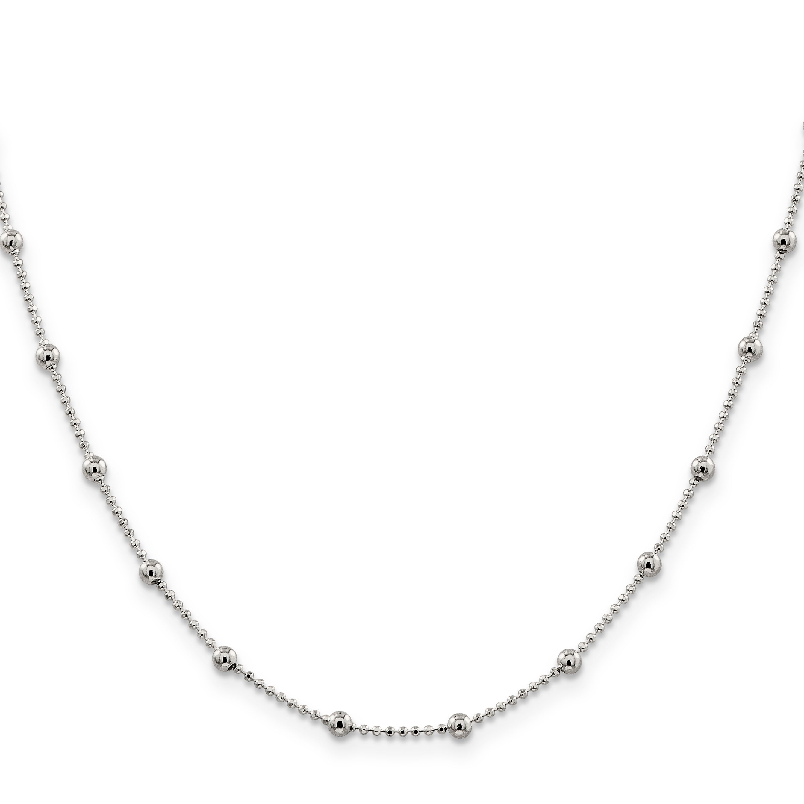 16 Inch Sterling Silver 1.15mm Diamond-Cut Fancy Beaded Chain Necklace