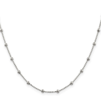 20 Inch Sterling Silver 1.15mm Diamond-Cut Fancy Beaded Chain Necklace