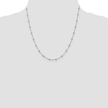 20 Inch Sterling Silver 1.15mm Diamond-Cut Fancy Beaded Chain Necklace