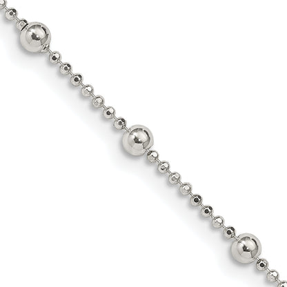20 Inch Sterling Silver 1.15mm Diamond-Cut Fancy Beaded Chain Necklace
