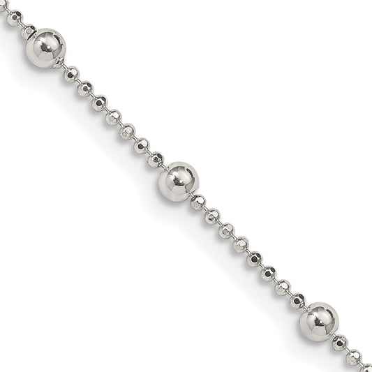 24 Inch Sterling Silver 1.15mm Diamond-Cut Fancy Beaded Chain Necklace