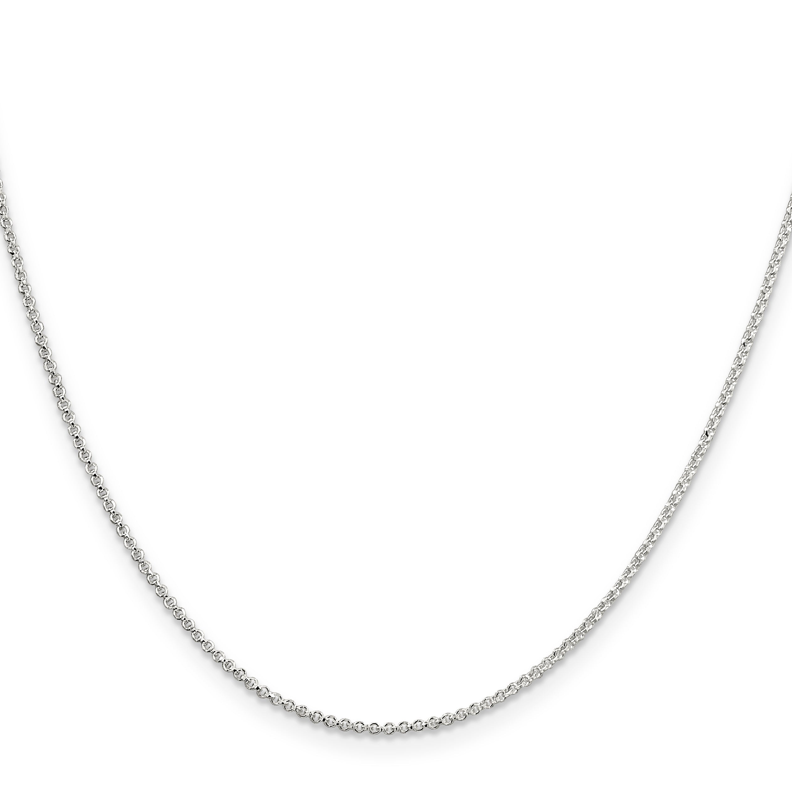 16 Inch Sterling Silver 1.4mm Diamond-Cut Rolo Chain Necklace