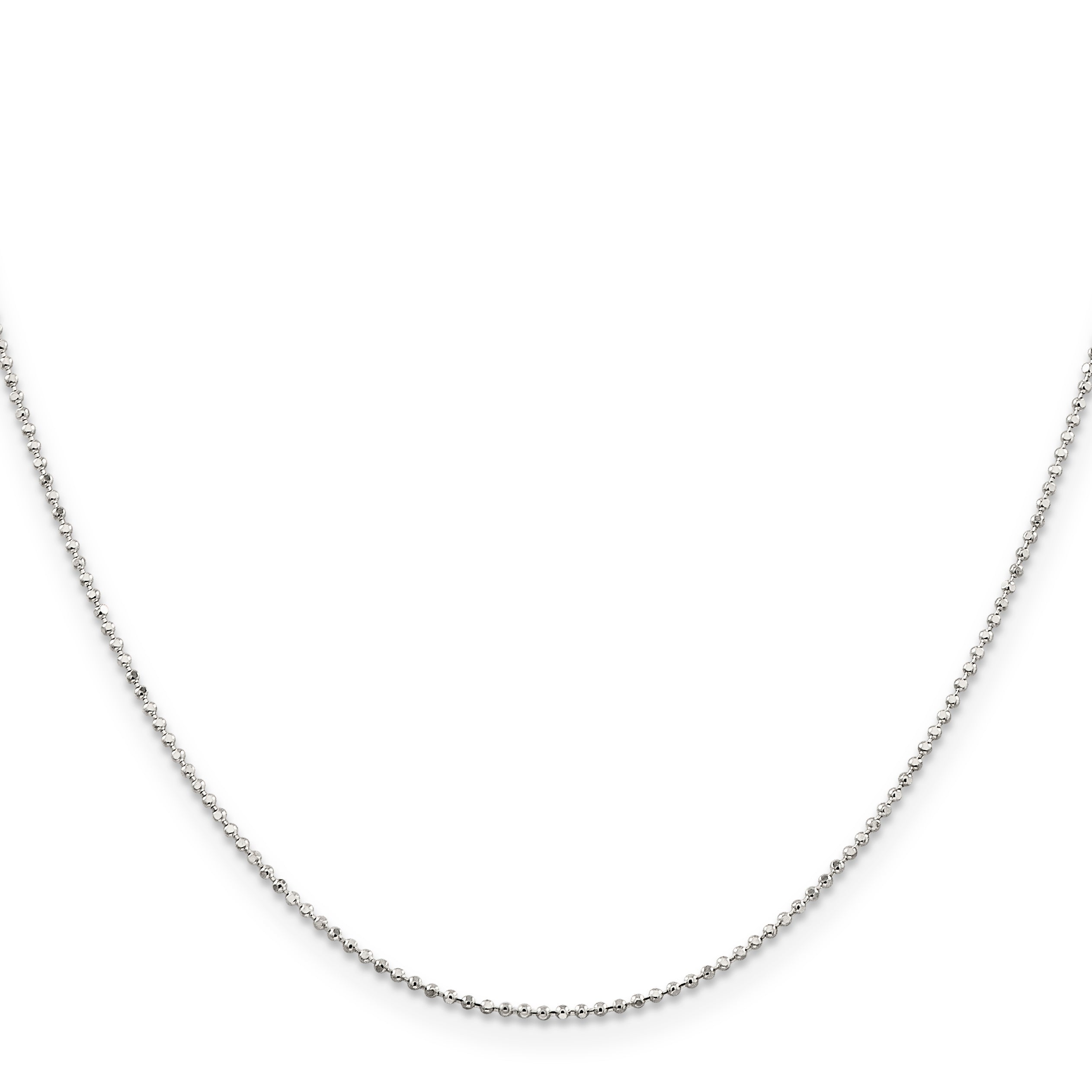 16 Inch Sterling Silver 1.05mm Square Fancy Beaded Chain Necklace