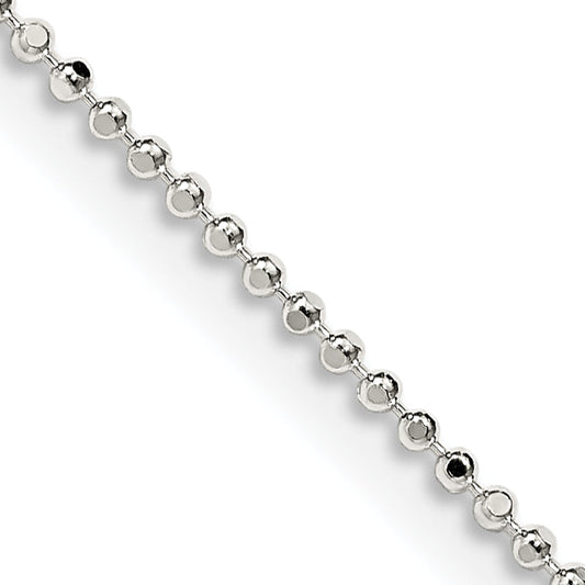 14 Inch Sterling Silver 1.05mm Square Fancy Beaded Chain Necklace