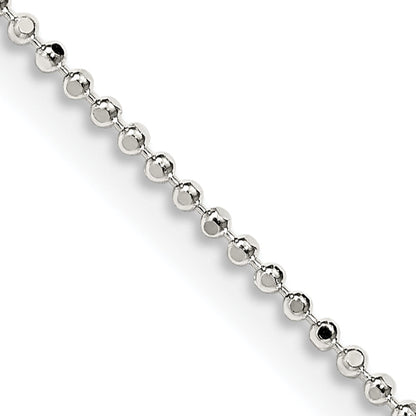 20 Inch Sterling Silver 1.05mm Square Fancy Beaded Chain Necklace