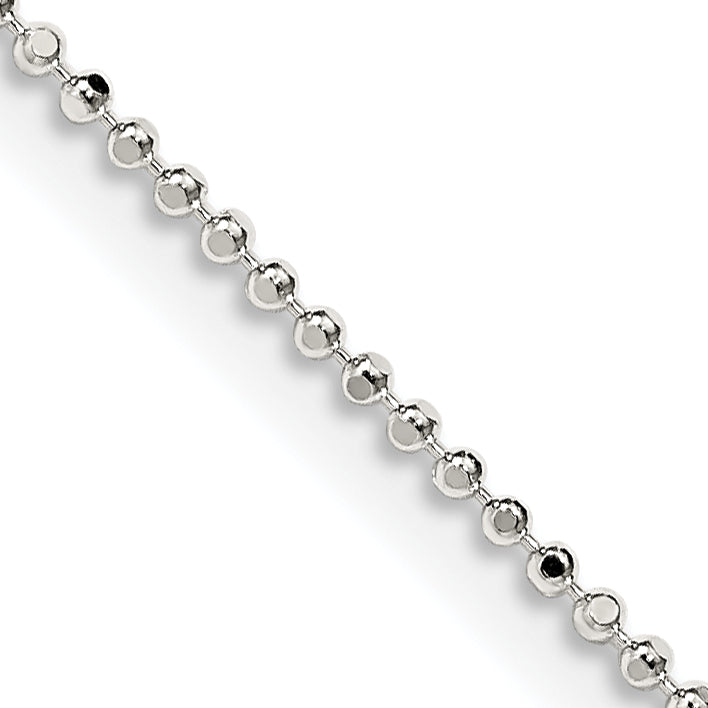 18 Inch Sterling Silver 1.05mm Square Fancy Beaded Chain Necklace
