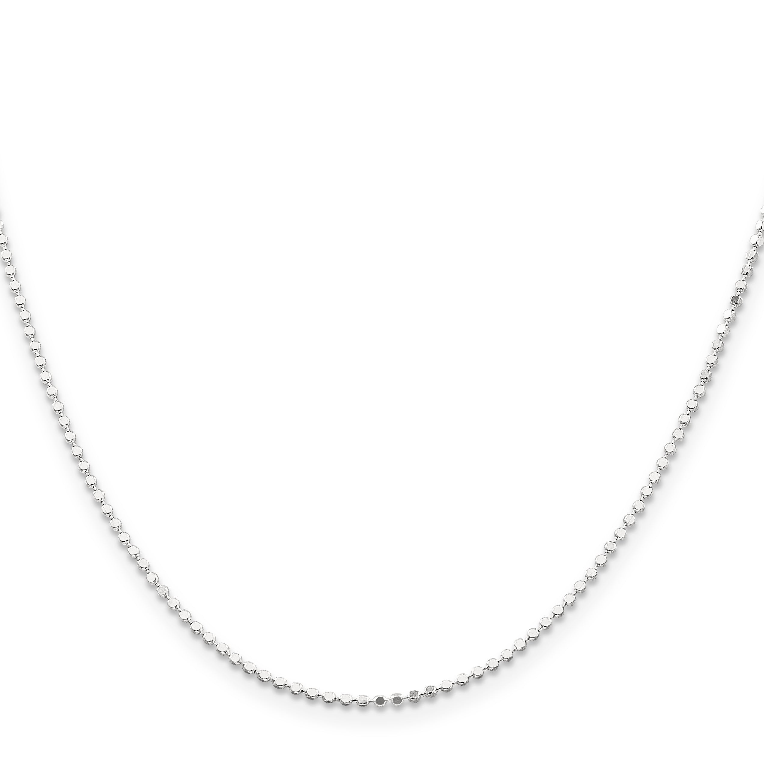 18 Inch Sterling Silver 1.15mm Square Fancy Beaded Chain Necklace