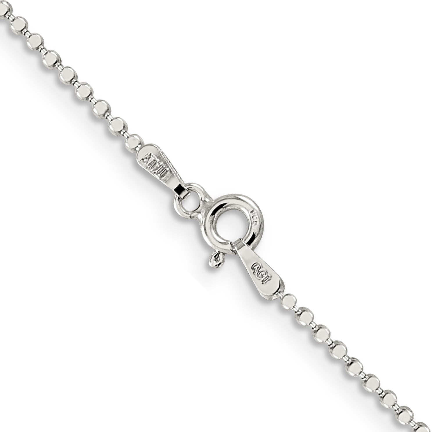 18 Inch Sterling Silver 1.15mm Square Fancy Beaded Chain Necklace