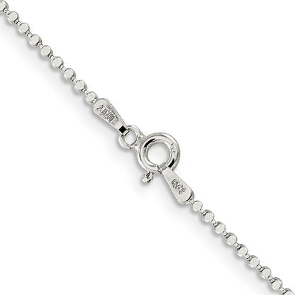 24 Inch Sterling Silver 1.15mm Square Fancy Beaded Chain Necklace