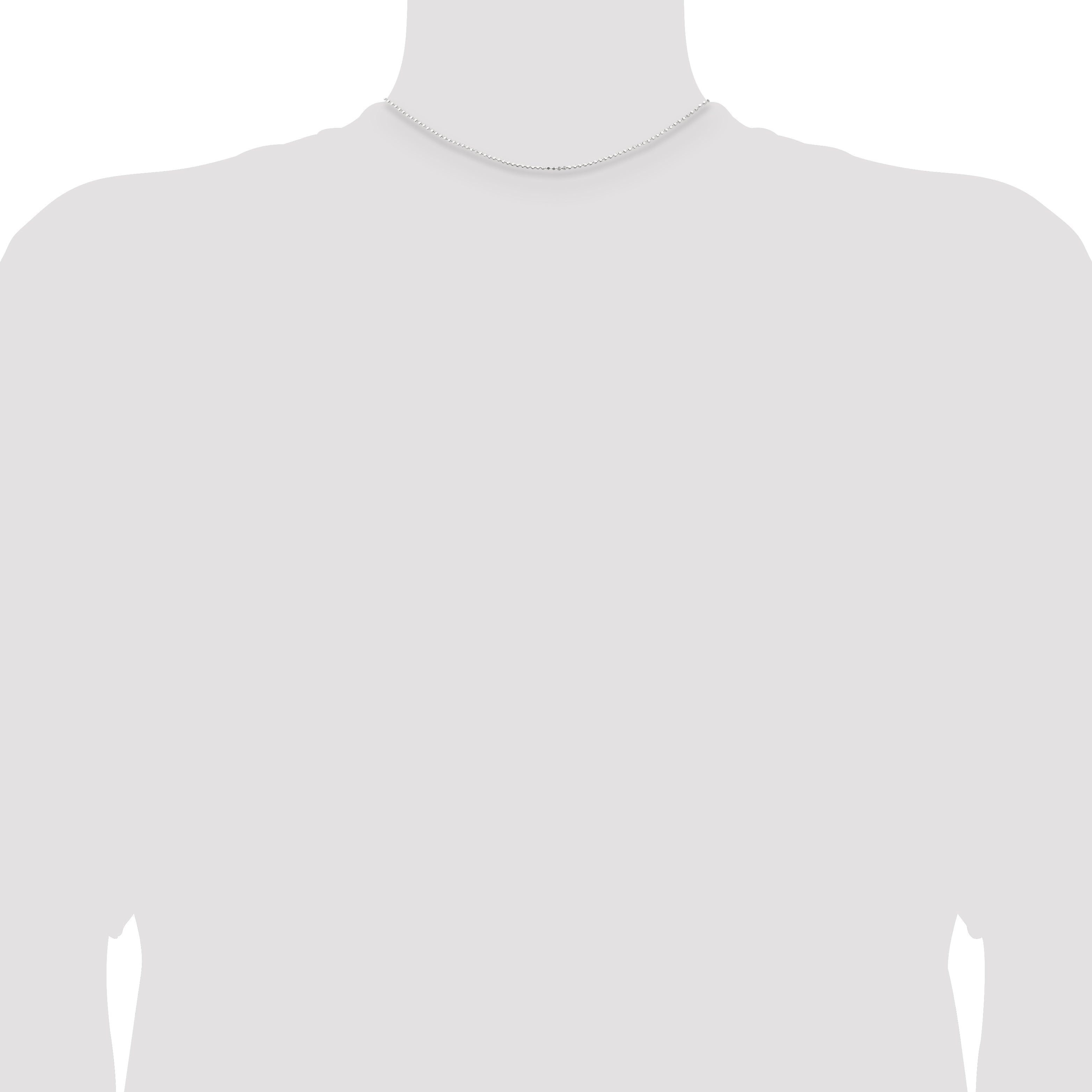 14 Inch Sterling Silver 1.15mm Square Fancy Beaded Chain Necklace