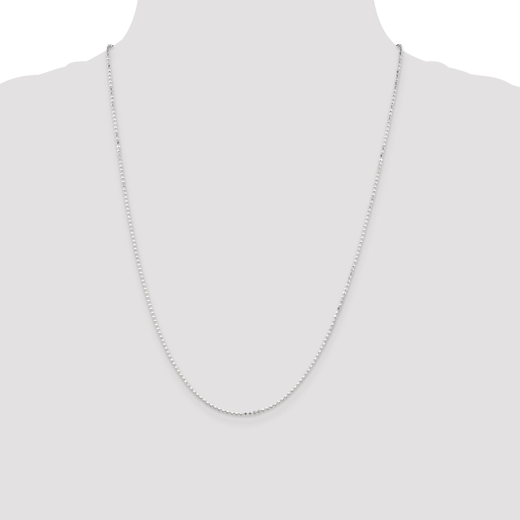 24 Inch Sterling Silver 1.15mm Square Fancy Beaded Chain Necklace