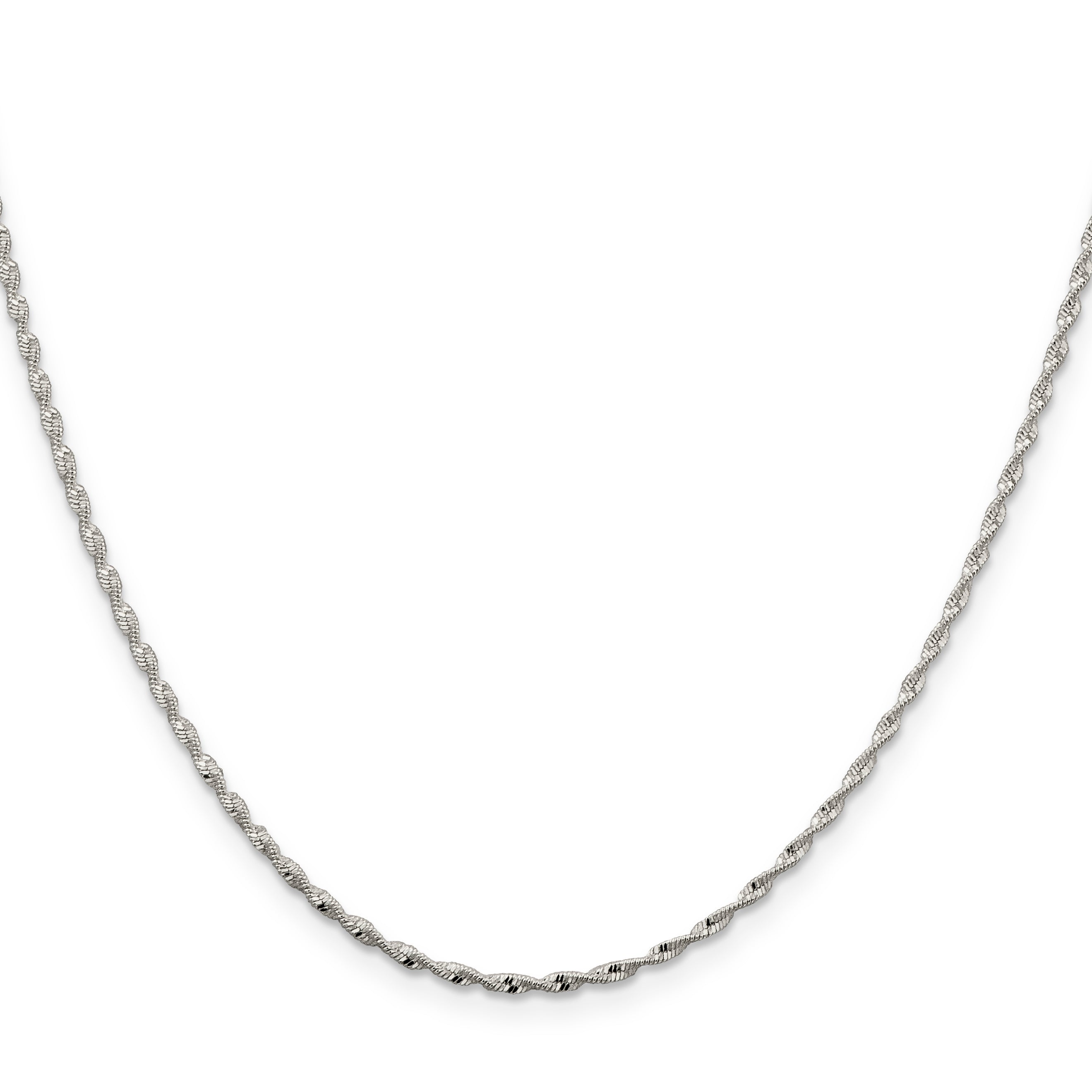 16 Inch Sterling Silver 1.65mm Twisted Herringbone Chain Necklace