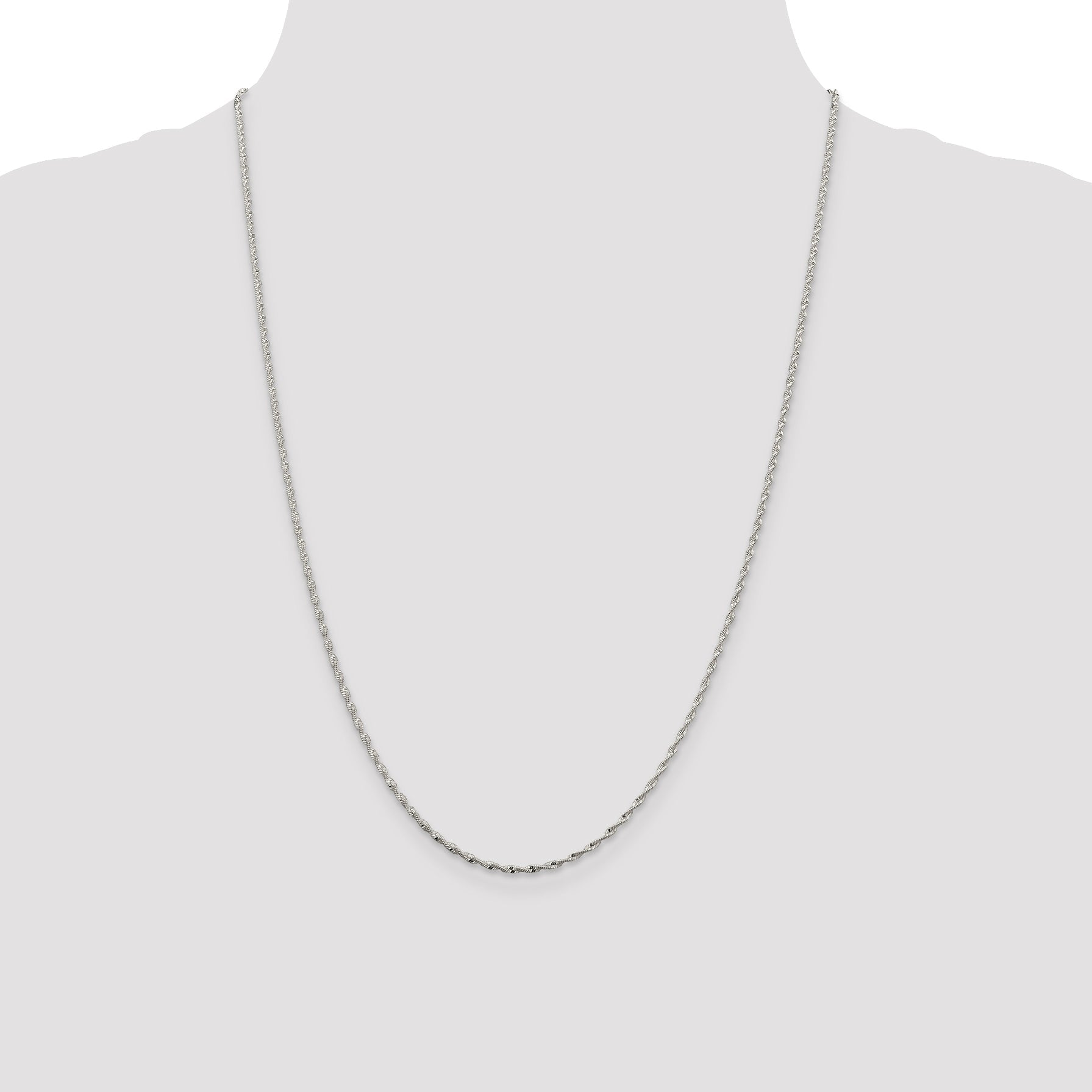 24 Inch Sterling Silver 1.65mm Twisted Herringbone Chain Necklace