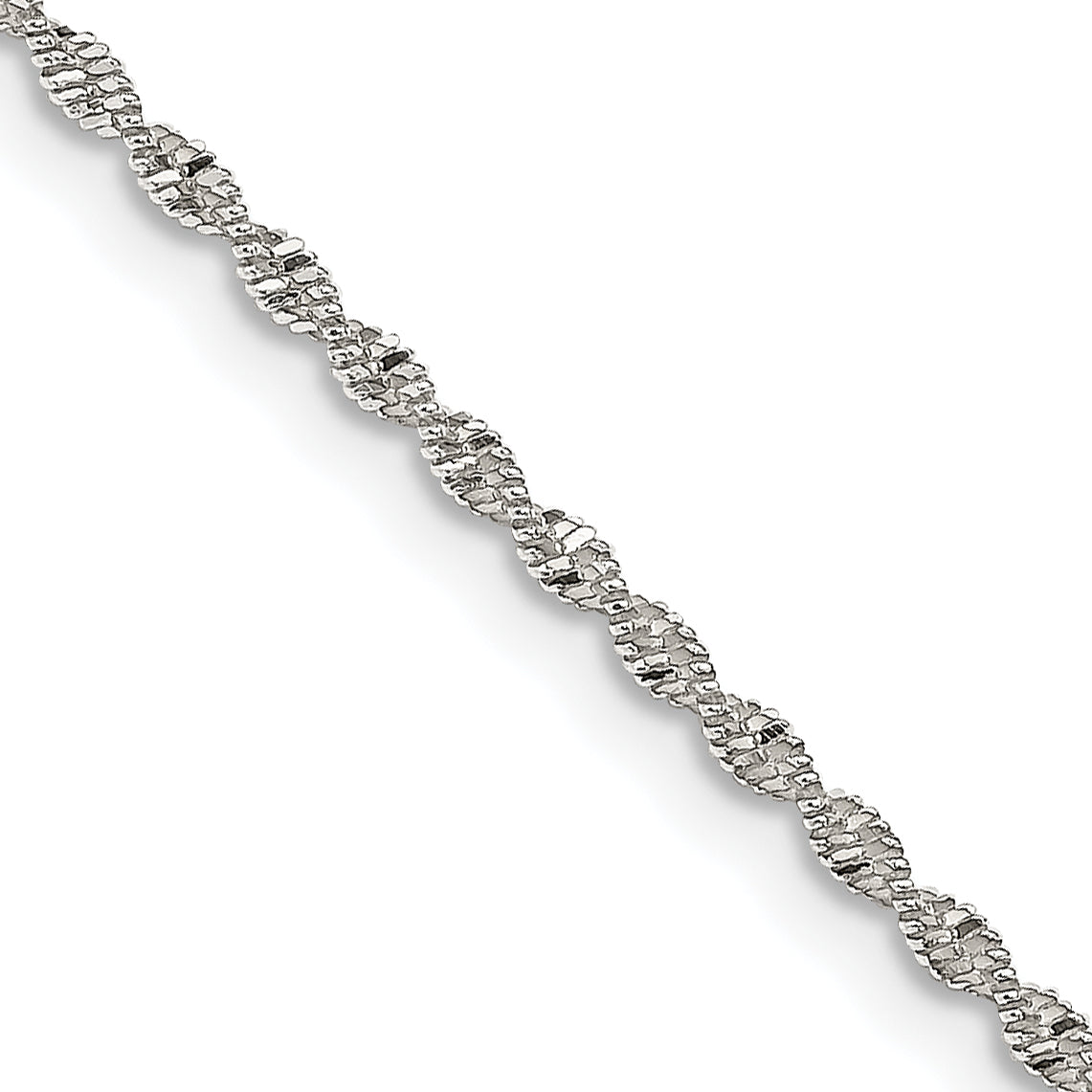 20 Inch Sterling Silver 1.65mm Twisted Herringbone Chain Necklace