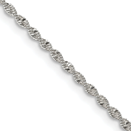 18 Inch Sterling Silver 1.65mm Twisted Herringbone Chain Necklace