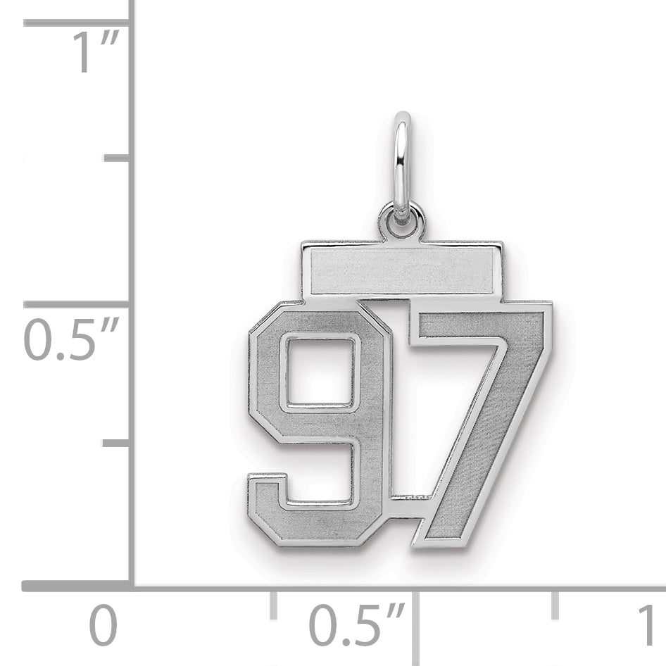 Sterling Silver Silver/Rhodium-Plated Satin Number 97 Charm (QPS97 ...