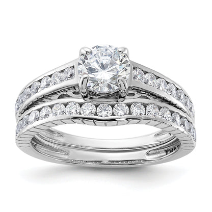 Sterling Silver Rhodium Plated 2 Piece Cz Size 6 Wedding Set Ring