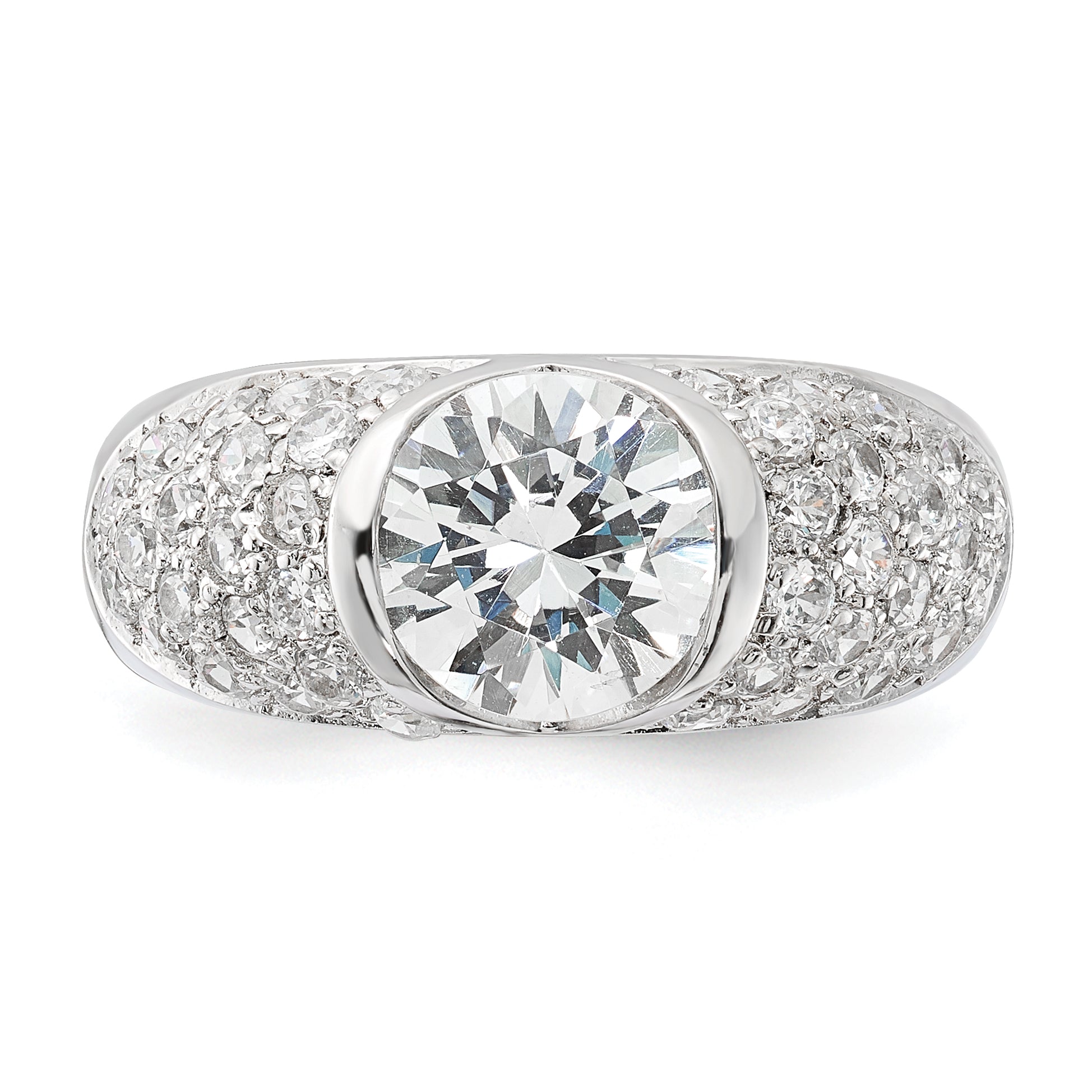 Sterling Silver Cz Domed Ring