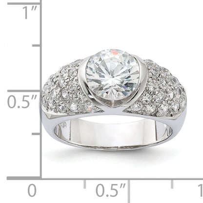 Sterling Silver Cz Domed Ring