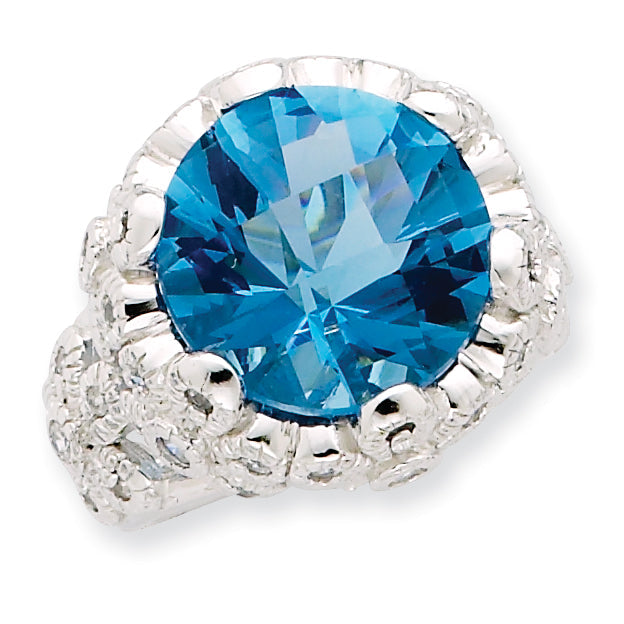 Sterling Silver Blue Cz Ring (Size 7 Only)