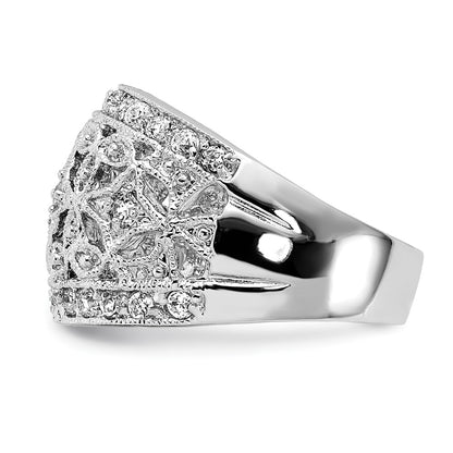 Sterling Silver Polished Fancy Cz Ring (Size 7 Only)