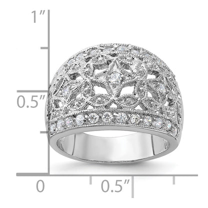 Sterling Silver Polished Fancy Cz Ring (Size 7 Only)